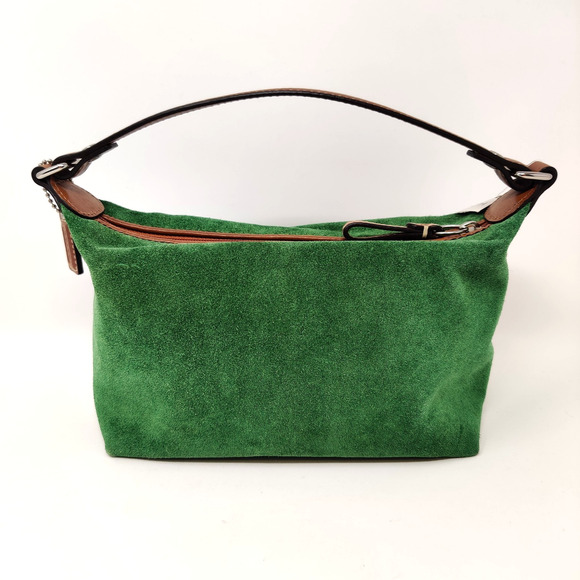 NWT Coach Green Suede Top Handle Mini Purse Small Bag Handbag Silver/Leaf F40577 - Picture 8 of 16